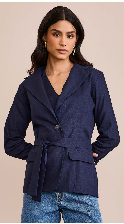 BLAZER LINHO COM FAIXA AZUL NOITE