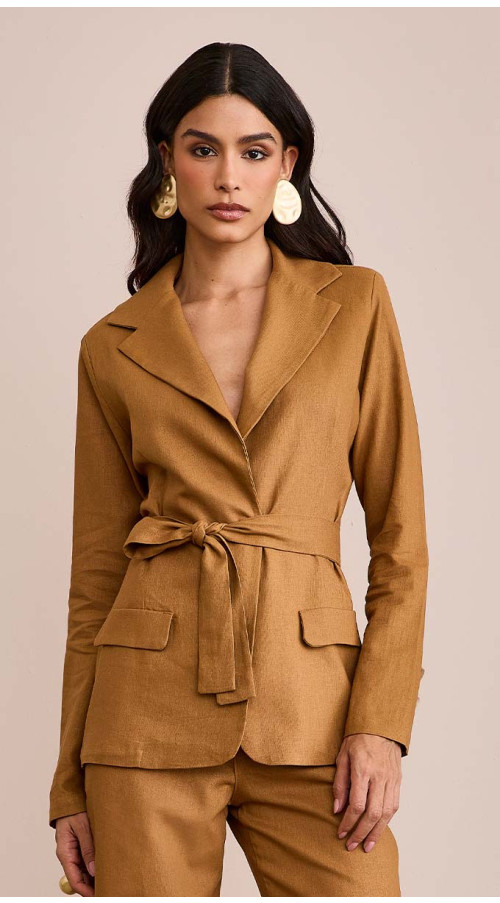 BLAZER LINHO COM FAIXA CARAMELO