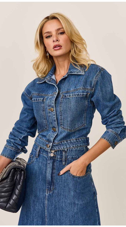 JAQUETA JEANS CROPPED MARTINGALE