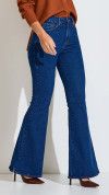 CALÇA JEANS MAXI FLARE ABERTURA LATERAL