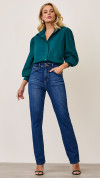 CALÇA JEANS RETA CINTURA ALTA