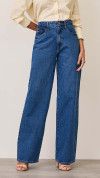 CALÇA JEANS WIDE LEG BOLSO RELÓGIO