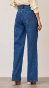 CALÇA JEANS WIDE LEG BOLSO RELÓGIO