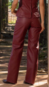 CALÇA COURO ECO WIDE LEG BORDÔ