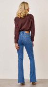 CALÇA JEANS FLARE BOLSO RELÓGIO