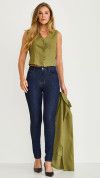 CALÇA JEANS SKINNY ESCURA COM ELASTANO