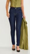 CALÇA JEANS SKINNY ESCURA COM ELASTANO