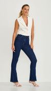 CALÇA JEANS BÁSICA ESCURA FLARE JULIETTE