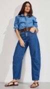 CALÇA JEANS BARREL BOLSO RELÓGIO