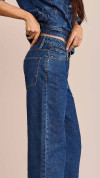 CALÇA JEANS WIDE LEG ESCURA