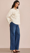 CALÇA JEANS WIDE LEG CÓS TRANSPASSE