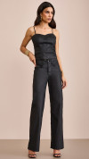 CALÇA JEANS RESINADA WIDE LEG PRETA