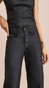 CALÇA JEANS RESINADA WIDE LEG PRETA