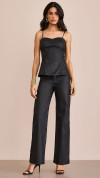 CALÇA JEANS RESINADA WIDE LEG PRETA