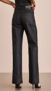CALÇA JEANS RESINADA WIDE LEG PRETA