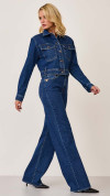 CALÇA JEANS WIDE LEG ESCURA