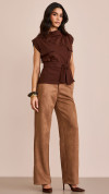 CALÇA ALFAIATARIA SUEDE WIDE LEG MOCHA MOUSSE