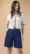 BERMUDA JORTS WIDE ESCURA BARRA À FIO