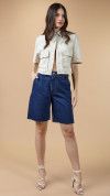 BERMUDA JORTS WIDE ESCURA BARRA À FIO