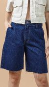 BERMUDA JORTS WIDE ESCURA BARRA À FIO