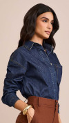CAMISA JEANS OVER ESCURA
