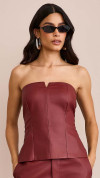 BLUSA COURO ECO STRAPLESS BORDÔ