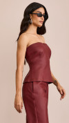 BLUSA COURO ECO STRAPLESS BORDÔ