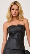 BLUSA COURO ECO STRAPLESS PRETA