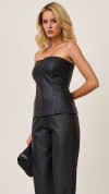 BLUSA COURO ECO STRAPLESS PRETA