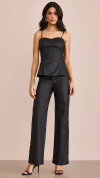 BLUSA JEANS RESINADA PEPLUM PRETA