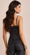 BLUSA JEANS RESINADA PEPLUM PRETA