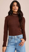 BLUSA MALHA GOLA ALTA MARROM
