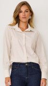 CAMISA MANGA LONGA ABOTOAMENTO OCULTO BEGE