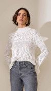 BLUSA TRICÔ VAZADA OFF WHITE