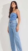 BLUSA STRAPLESS JEANS CLARO