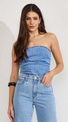 BLUSA STRAPLESS JEANS CLARO