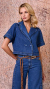 CAMISA JEANS CROPPED MANGA CURTA