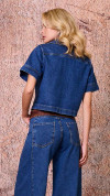 CAMISA JEANS CROPPED MANGA CURTA