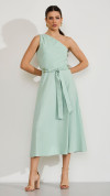 VESTIDO OMBRO SÓ COM CINTO VERDE MENTA