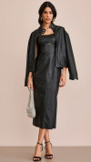 VESTIDO COURO ECO MIDI CUT OUT PRETO
