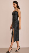 VESTIDO COURO ECO MIDI CUT OUT PRETO