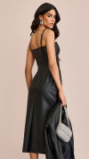 VESTIDO COURO ECO MIDI CUT OUT PRETO