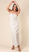 VESTIDO JEANS LONGO OFF WHITE SEM ALÇA