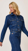 JAQUETA JEANS CROPPED ESCURA