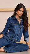 JAQUETA JEANS TRADICIONAL ESCURA