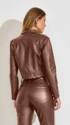 JAQUETA CROPPED NEO COURO MARROM