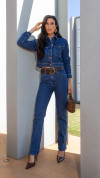 JAQUETA JEANS CROPPED ESCURA