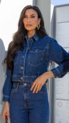 JAQUETA JEANS CROPPED ESCURA