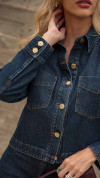 SHACKET JEANS MANGA LONGA ESCURA
