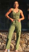 CALÇA JEANS RETA CARGO VERDE